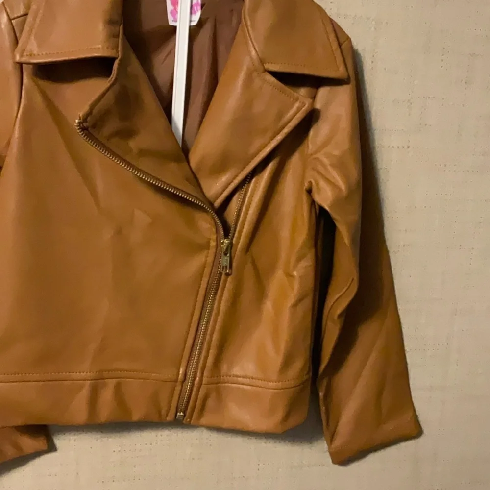 Wonder Nation Tan Leather Bomber Jacket
